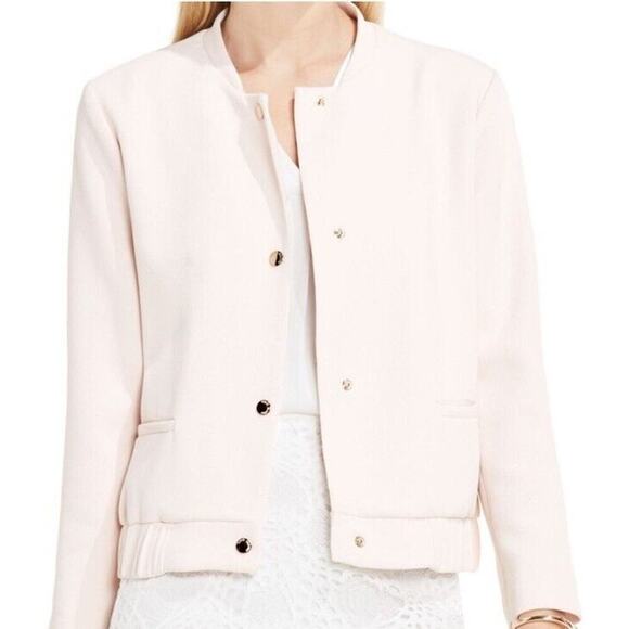 Vince Camuto Pink Mimosa Snap Button‎ Bomber Jacket Womens Large - Picture 1 of 5
